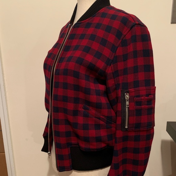 Andrew Gingham Wool Bomber Jacket In Multi Pattern - Picture 5 of 12